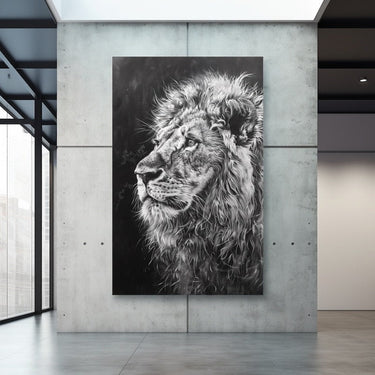 Lion Canvas Painting Black and White